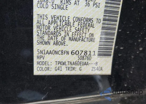 2015 Nissan Armada Platinum/Sl/Sv из США, поврежденный, VIN 5N1AA0NC8FN607811